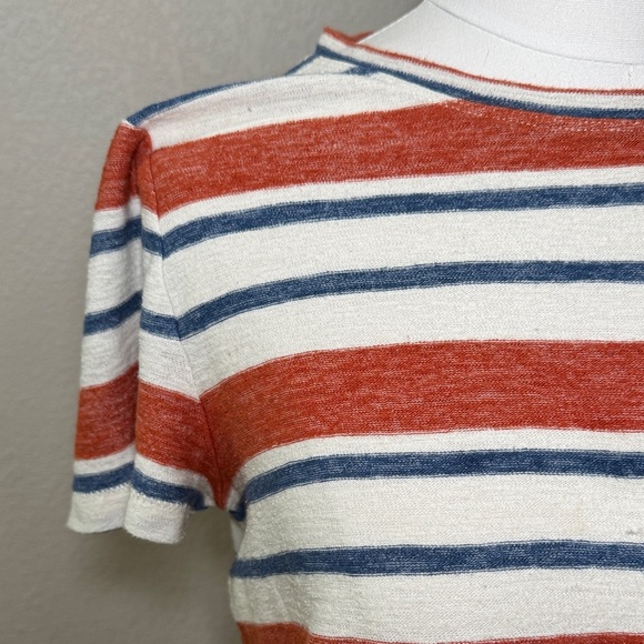 Madewell Casual Striped Short Sleeve Sweater Tee - Red, Blue, and White - Picture 5 of 6